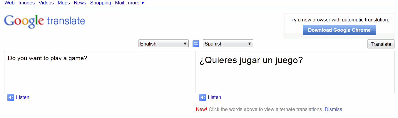 text in spanish google translate